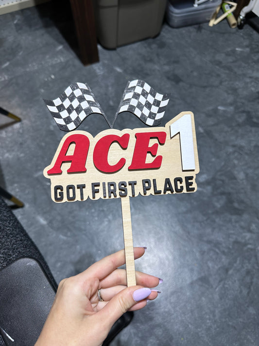 Ace got first place cake topper