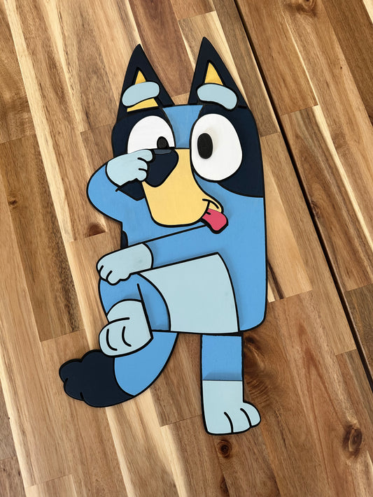 Wooden Bluey party decor