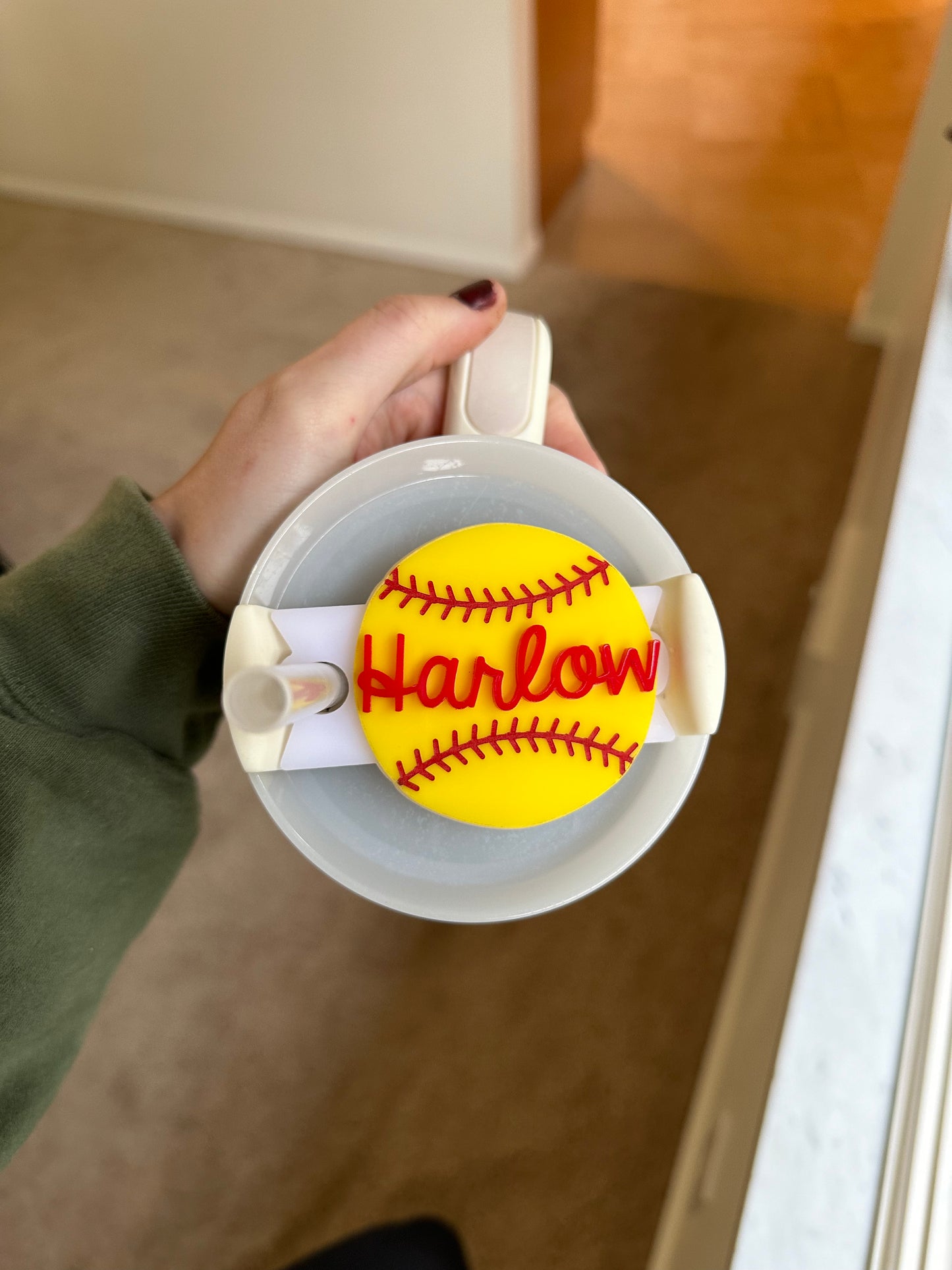 Softball Stanley Tumbler Plate