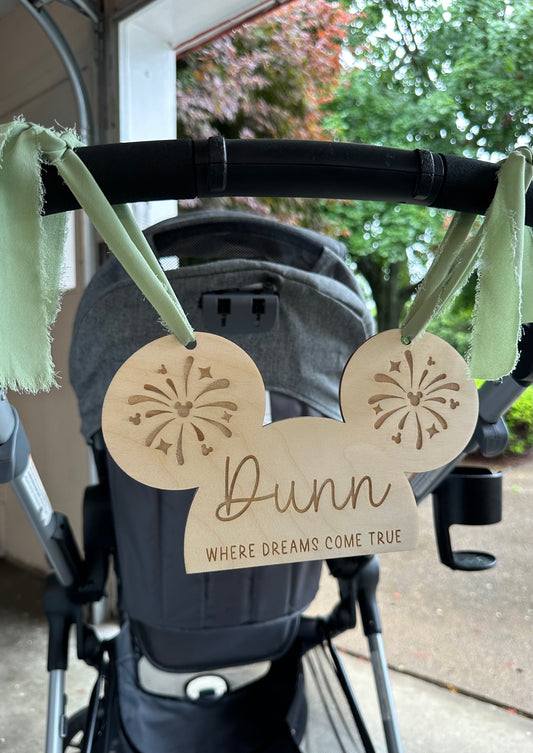 Wood Mickey Mouse Ears Disney Stroller Sign