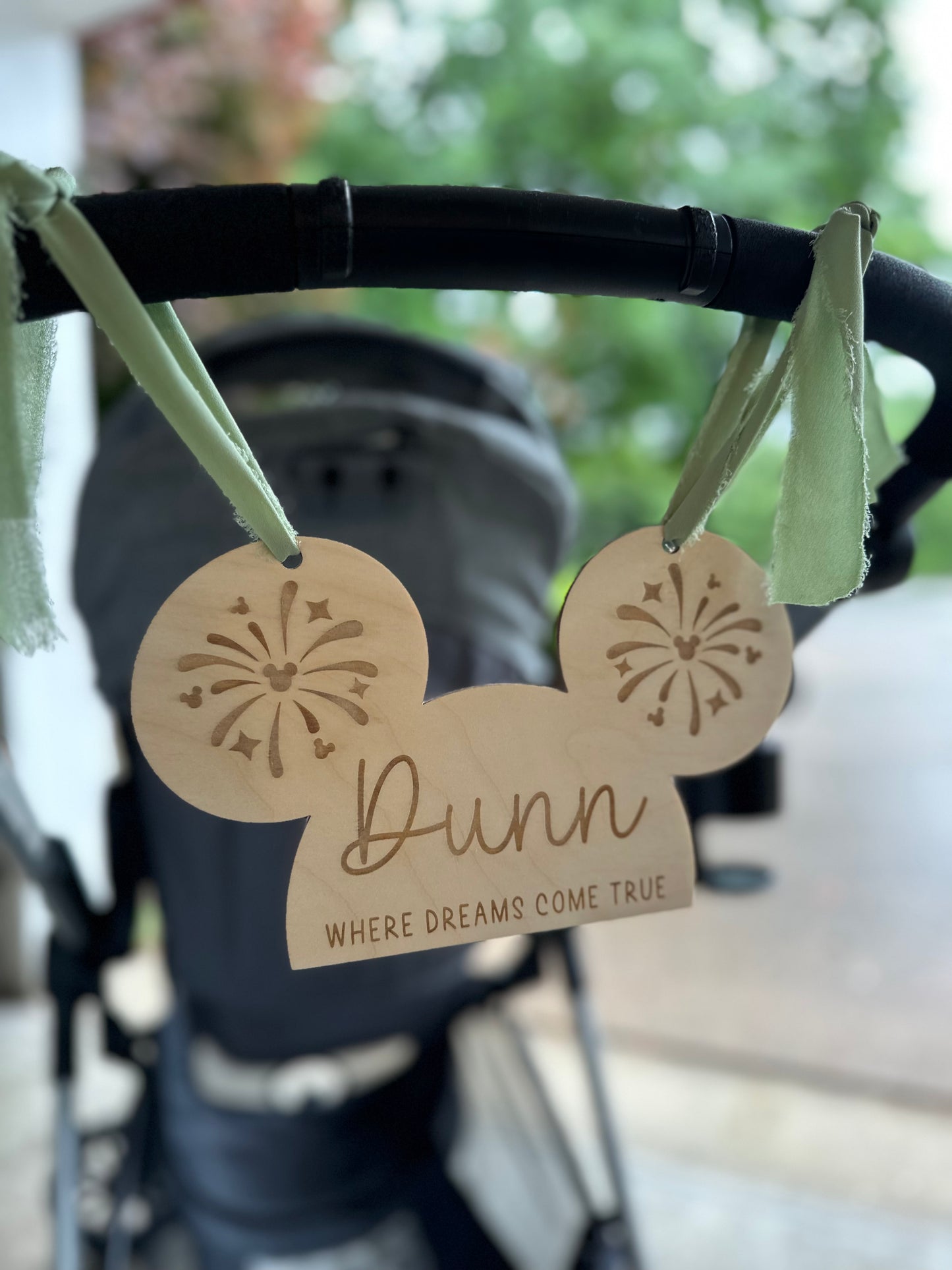 Wood Mickey Mouse Ears Disney Stroller Sign