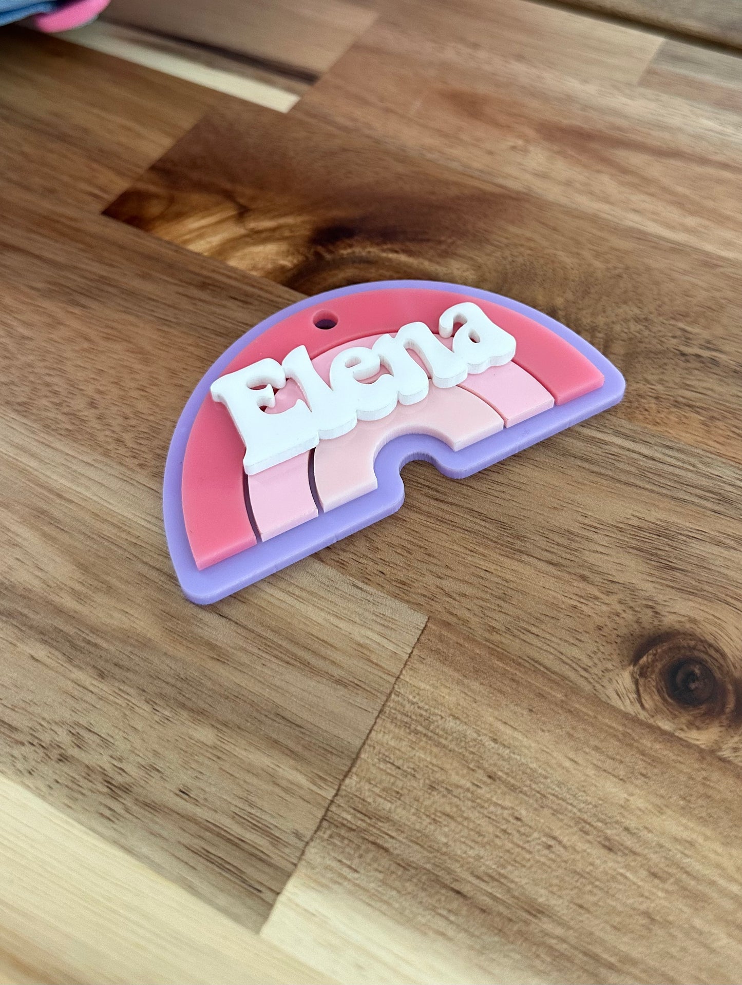 Rainbow Keychain 3D KeyChain Acrylic Name Tag