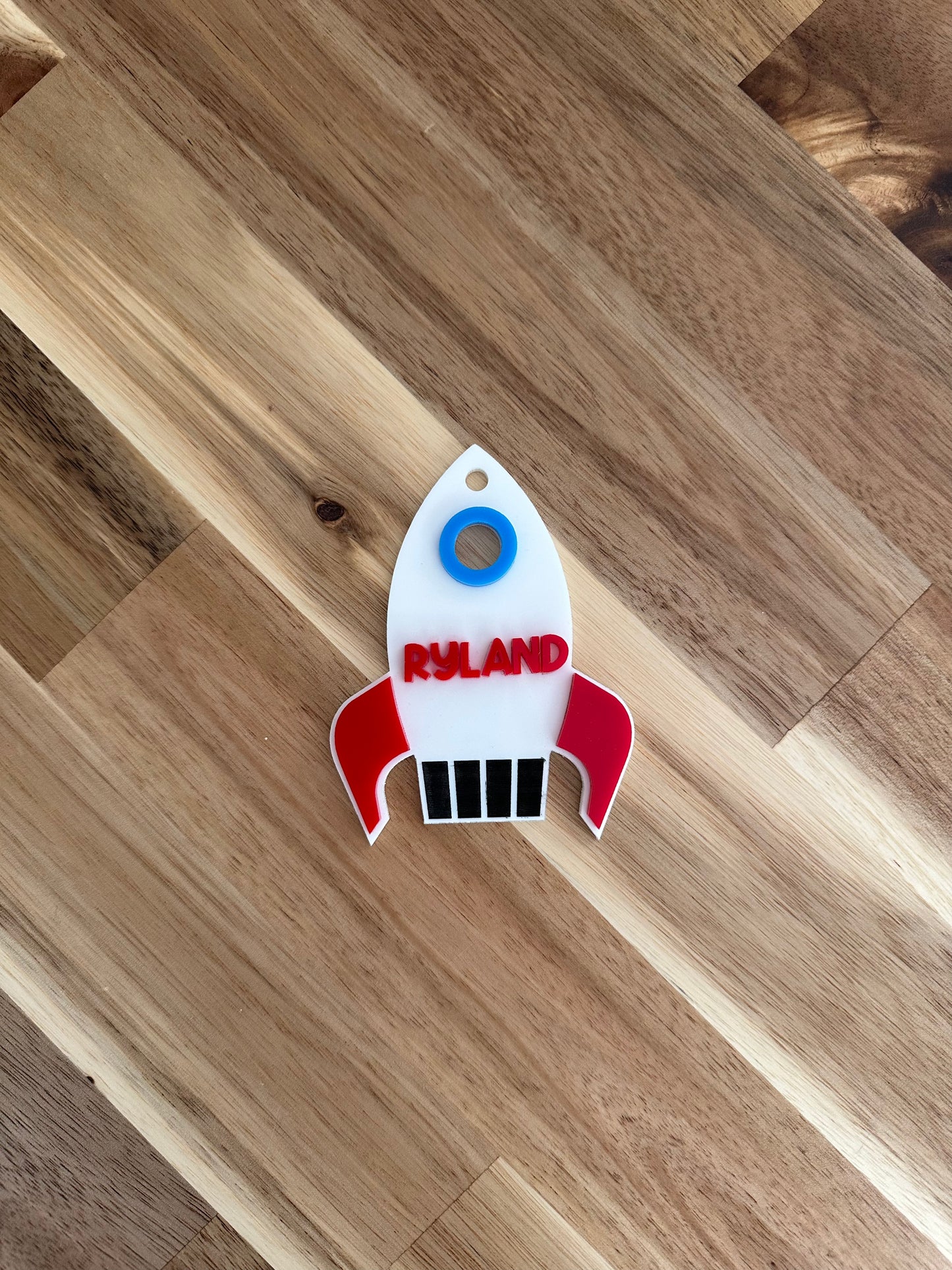 Rocketship Keychains 3D KeyChain Acrylic Name Tag