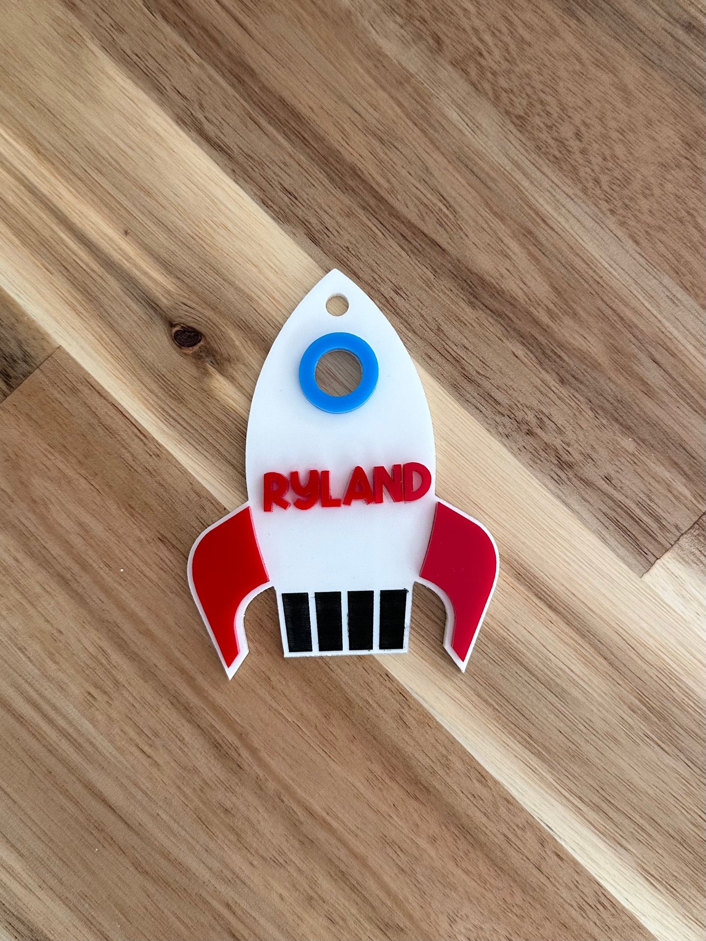 Rocketship Keychains 3D KeyChain Acrylic Name Tag
