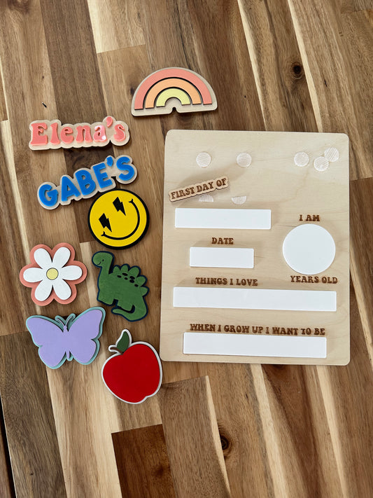 Back to School Board First Day of School Sign