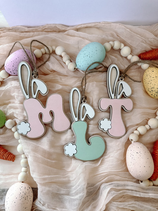 Letter Bunny Ears Easter Basket Tag