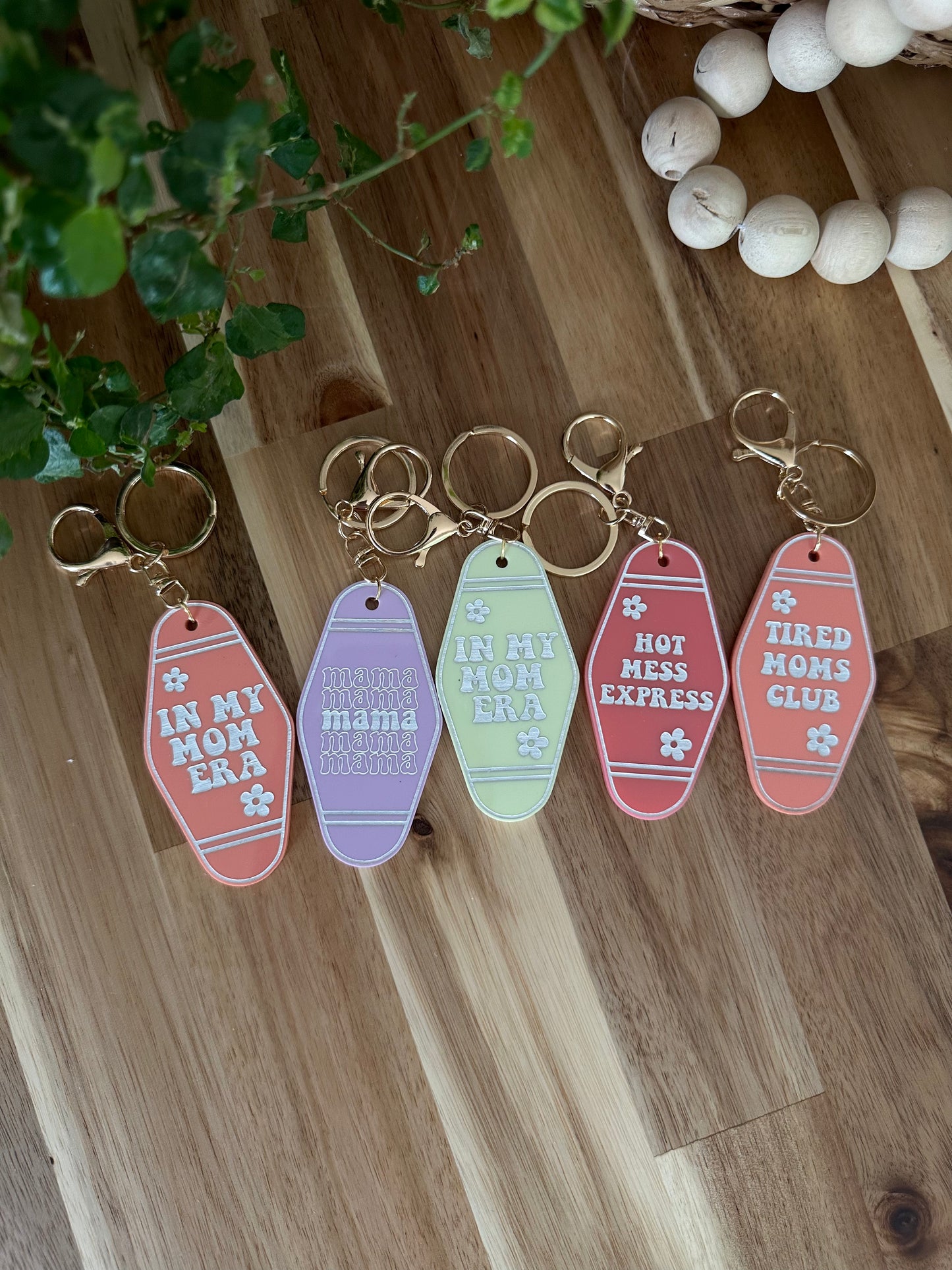 Retro Motel Mom Saying Keychains