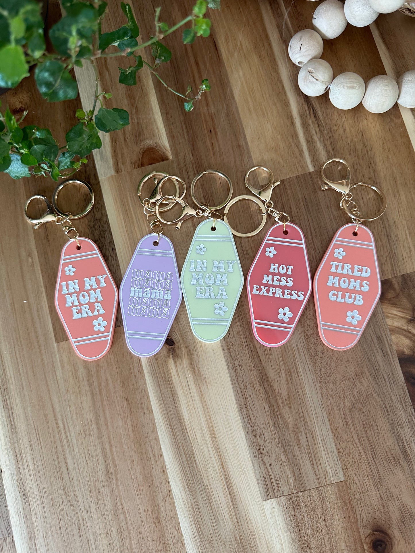 Retro Motel Mom Saying Keychains