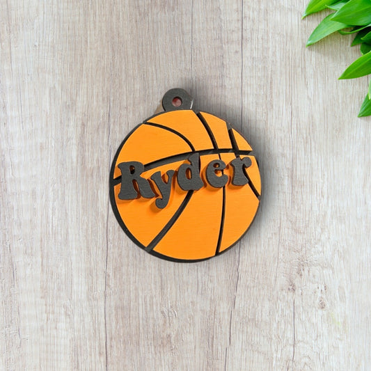 Basketball book bag tag