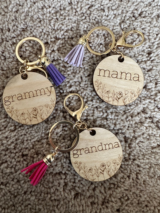 Mothers Day Wood Keychains