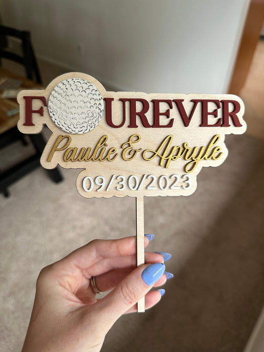 FOURever Cake Topper