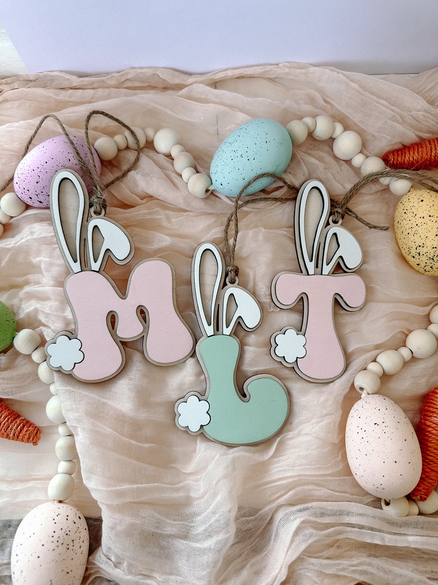 Letter Bunny Ears Easter Basket Tag